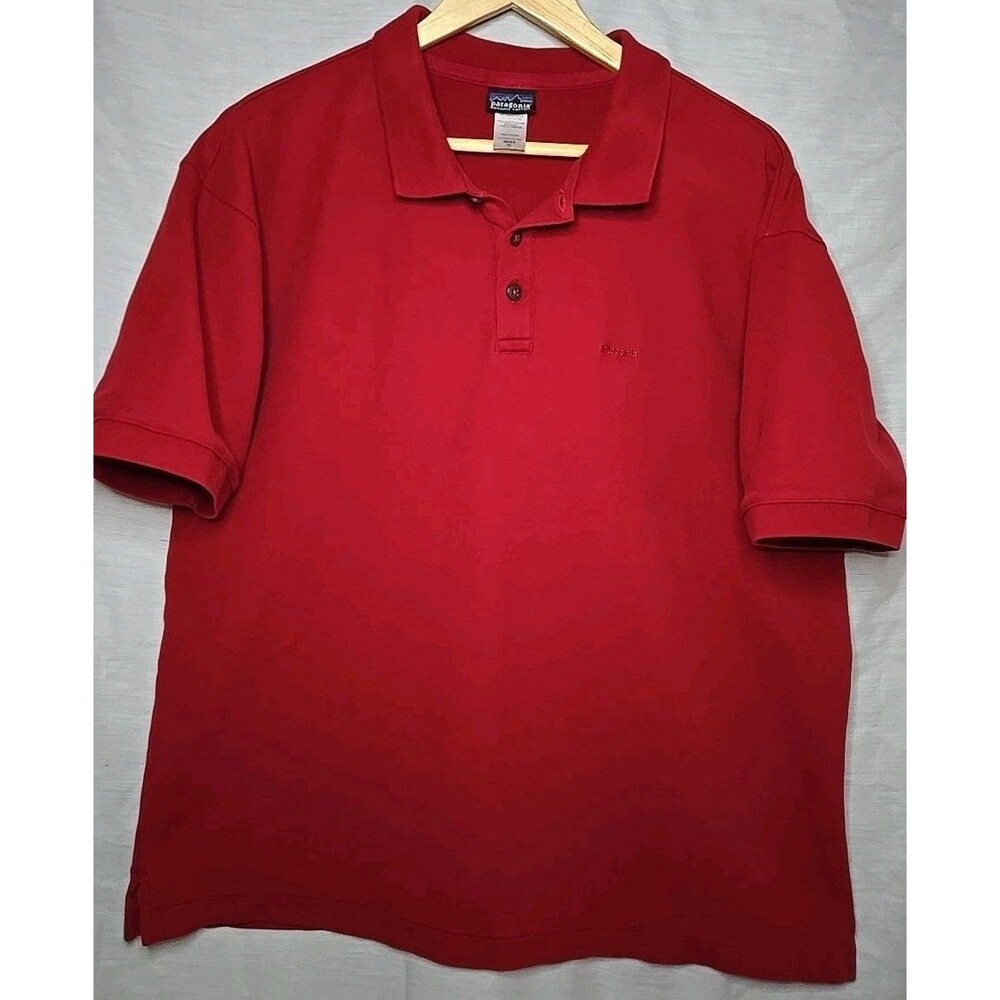 Patagonia Red Short Sleeve Polo Shirt, Men's Sz XL, 100% organic cotton